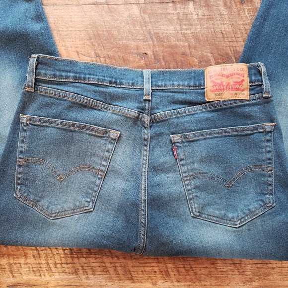 Levi's 505 - Regular Fit Men's Pants - Dark Blue - W36 L29 - Picture 5 of 9